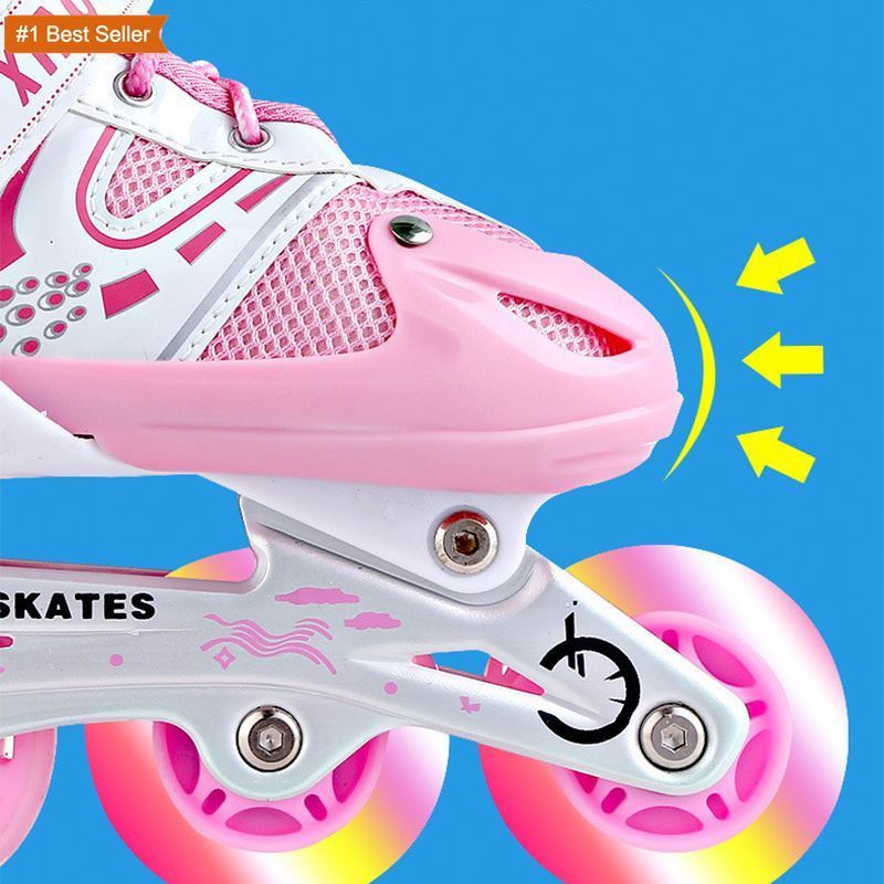 Istaride High Quality Roller Skates Kids Inline Skate Rolschaatsen Adjustable Size Flashing Roller Skating Shoes Girl Boy'S