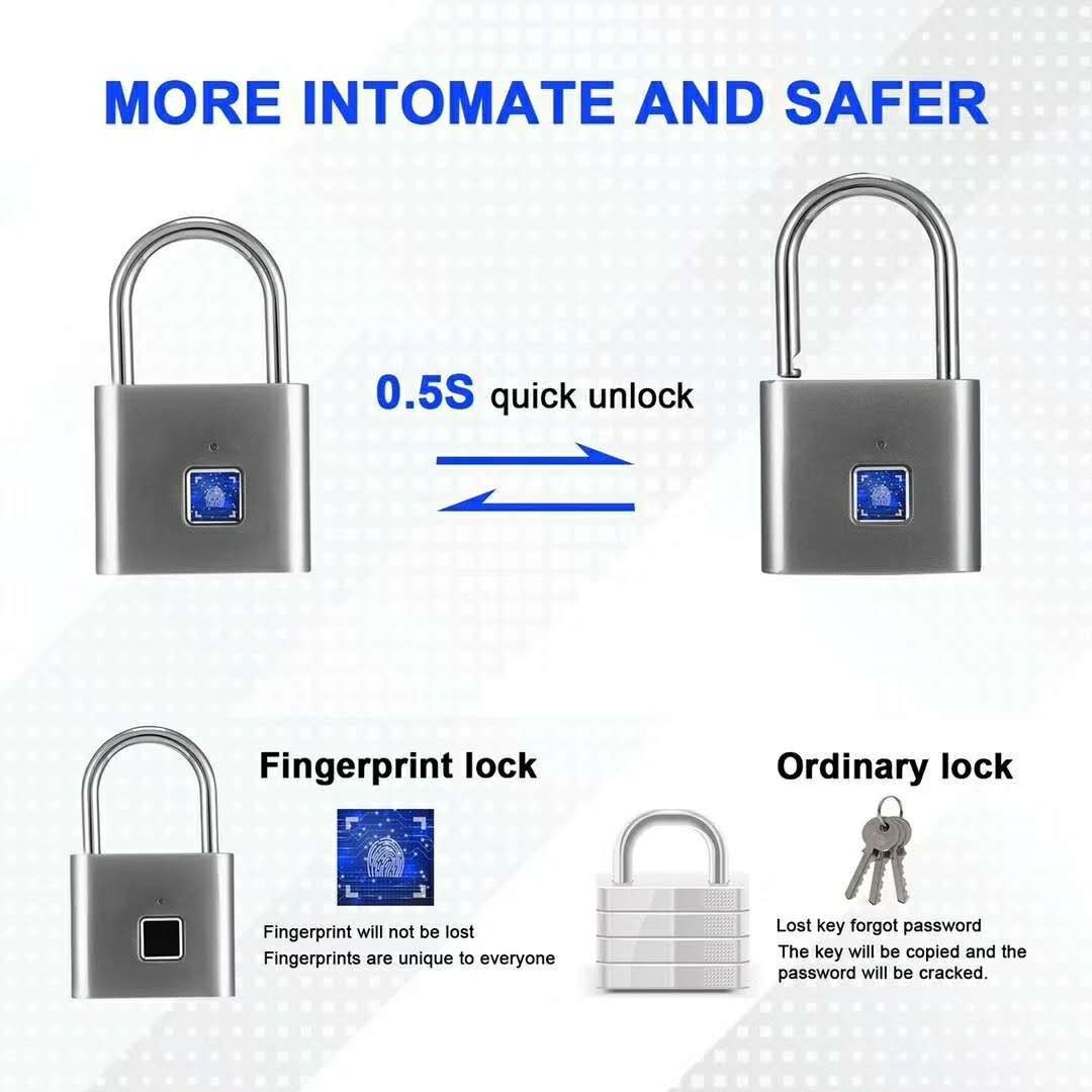 Padlock7.0 High Security Small Round Rfid Biometric Fingerprint Solid Master Padlock