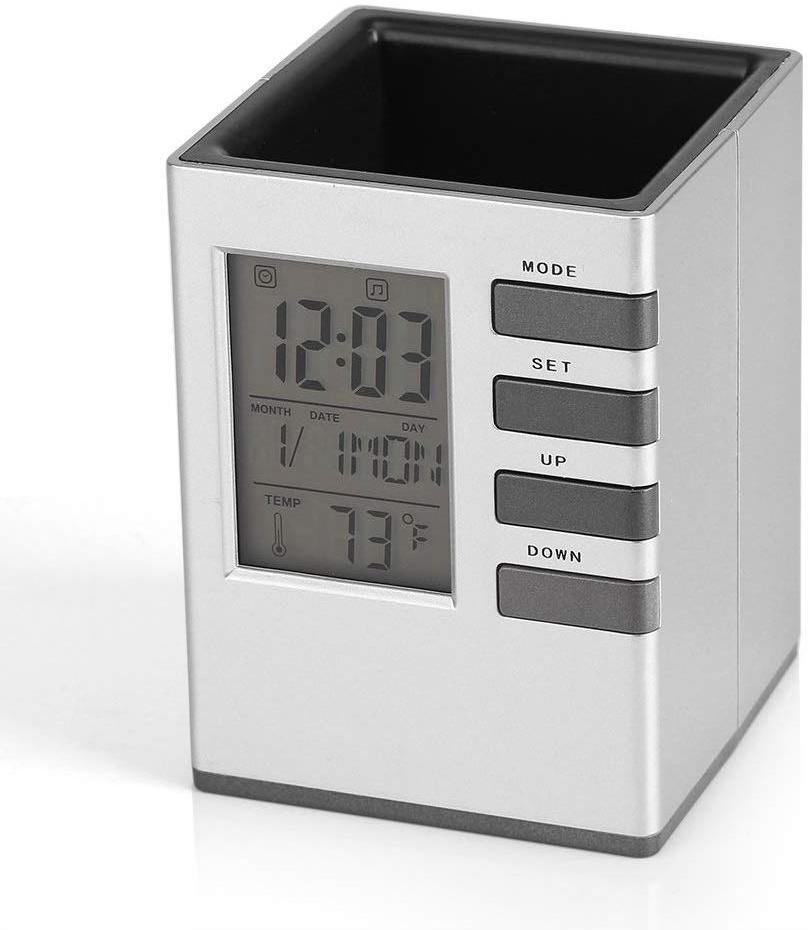 Digital Desktop Table Clock Pen Holder