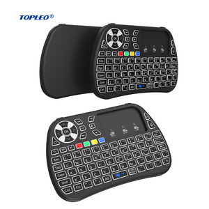 Topleo Custom oem mini keyboard portable smart usb led rgb colorful backlit mini Tv Box touchpad Wireless Keyboard