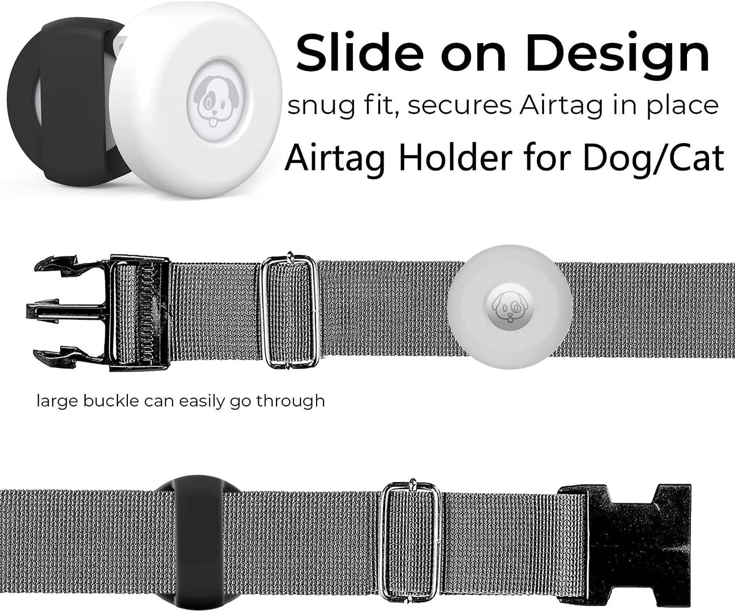 For Airtag Dog Collar Holder Silicone Waterproof Protective Air Tag Pets Collar Cover Anti-Lost Locator Case Pet Collars