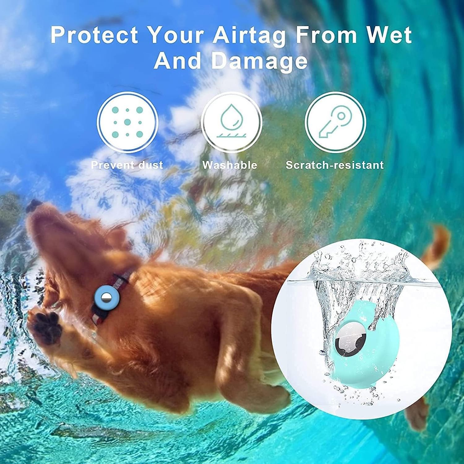 For Airtag Dog Collar Holder Silicone Waterproof Protective Air Tag Pets Collar Cover Anti-Lost Locator Case Pet Collars