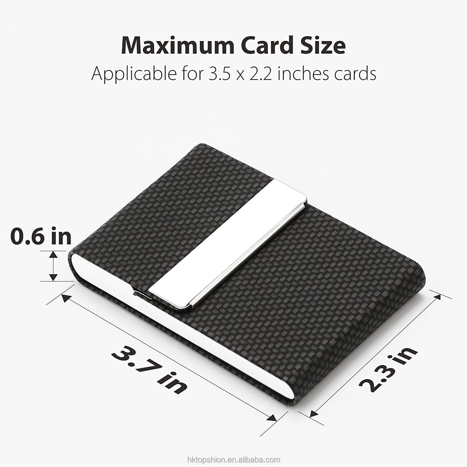 Metal Slim Business Card Holder with Magnetic Closure, PU Leather Business Name Card Case Pocket Card Holders for Men or Women