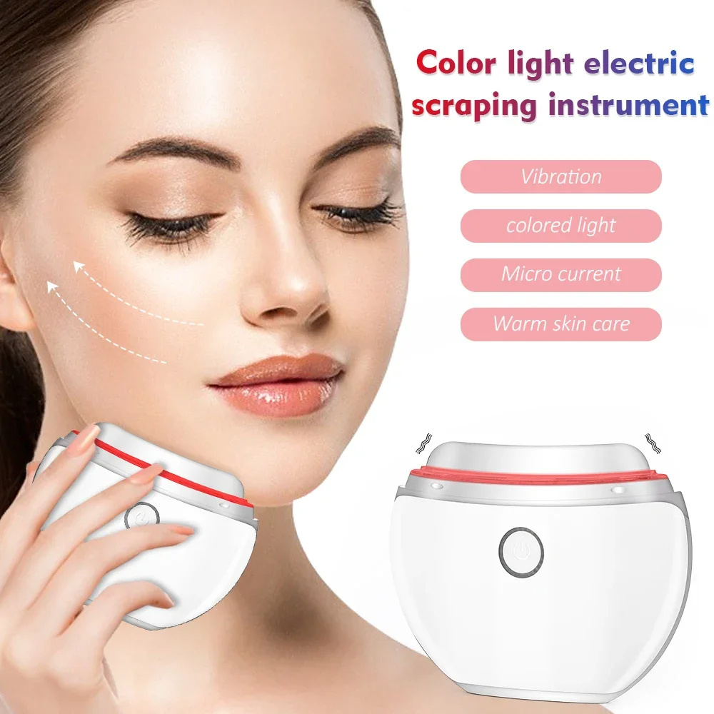 Hot Thailand 5 in 1 Electric led Gua Sha Galvanic Scraping Massager Face Sculpting Tool Beauty Equipment For Facial Device