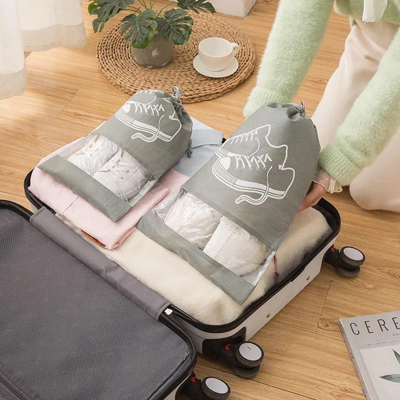 Shoes Storage Bag Closet Organizer Non-woven Travel Portable Pack Waterproof Pocket Clothing Classified Hanging Storage Bags