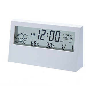 JCX/Simple Style Desktop Square Digital Alarm Clock Calendar Temperature Humidity  LCE Display Bedsides Office Table Alarm Clock