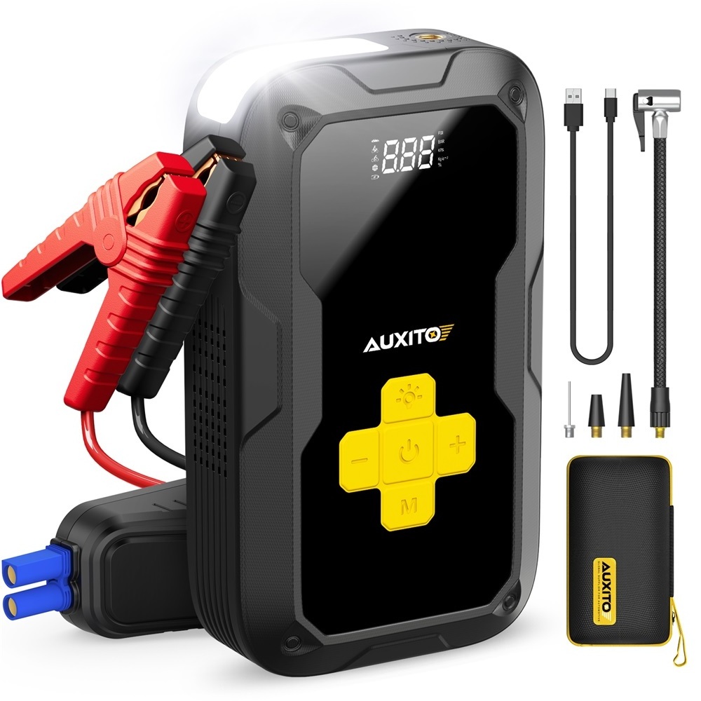 AUXITO Car Jump Starter With Air Compressor 3500A 12V Portable Jump Starter Tire Inflator LED Light USB Quick Charge