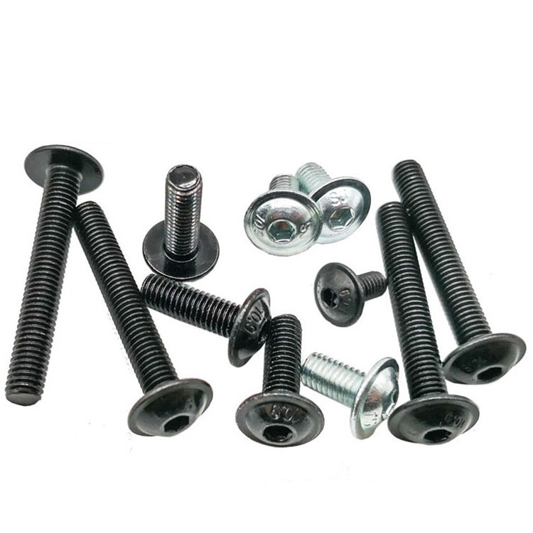 ISO7380.2 M3 M4 M5 M6 M8 M12 Steel black oxide 8.8 grade button head flange hex socket cap screw with washer