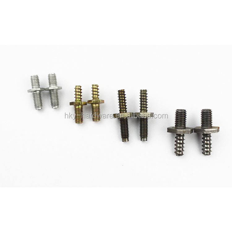 Zinc plated steel hex head double end threaded stud m6