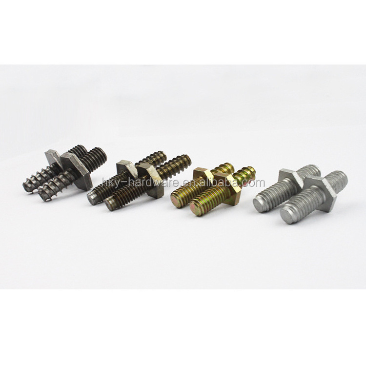 Zinc plated steel hex head double end threaded stud m6