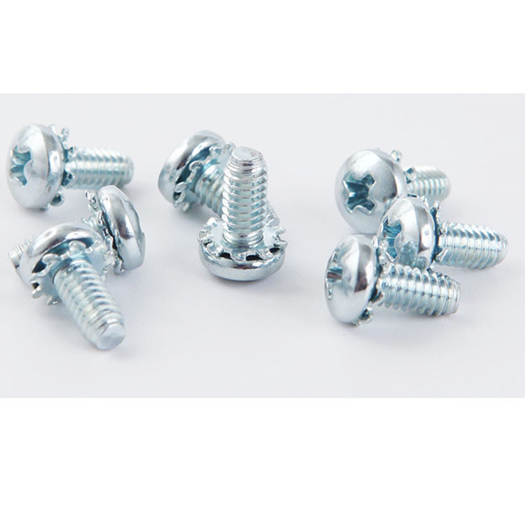 #6-32 #4-40 #8-32 #10-24 1/4-20 Steel Pan Head SEMS Screws with External-Tooth Lock Washer