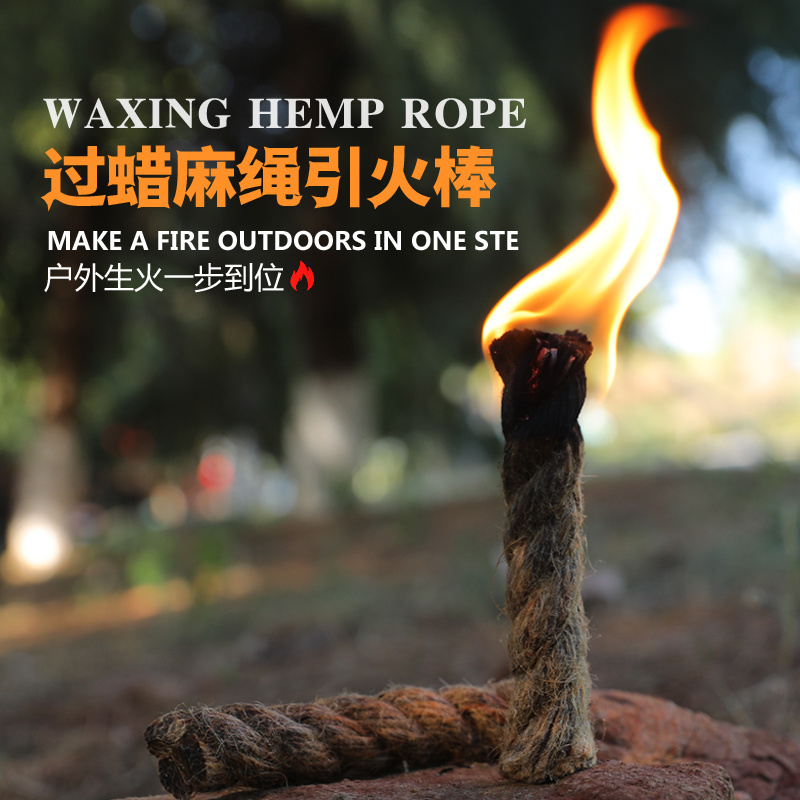 Jumbo Wax Infused Jute Matchstick Quick Fire Starting Rope Tinder Wick Paraffin Hemp Rope Fire Starter