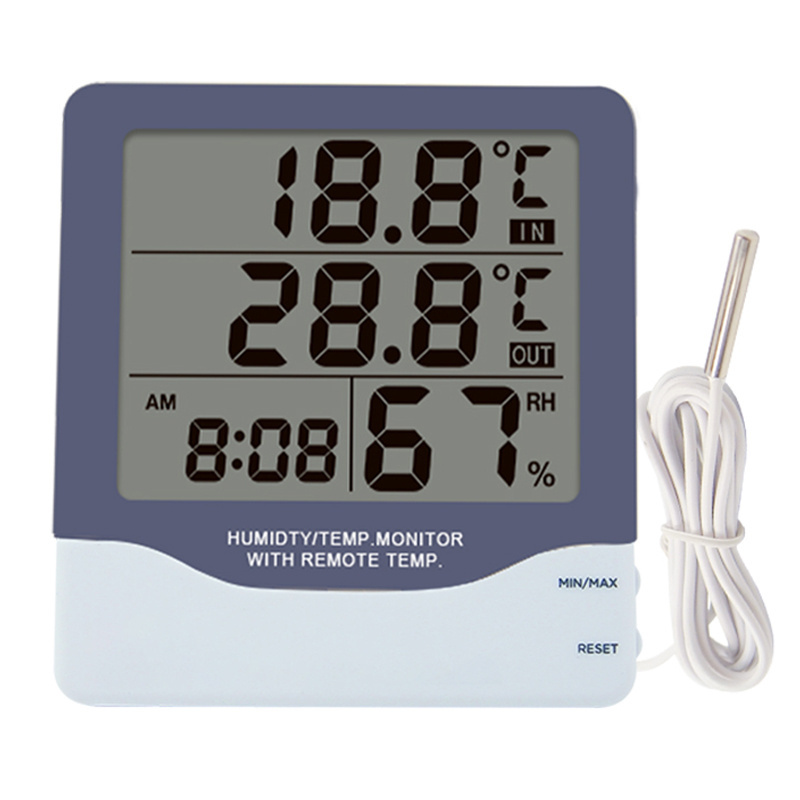 CH-928 Electronic Digital Thermohygrometer Indoor Outdoor Thermometer With Time And Clock Household Thermometers