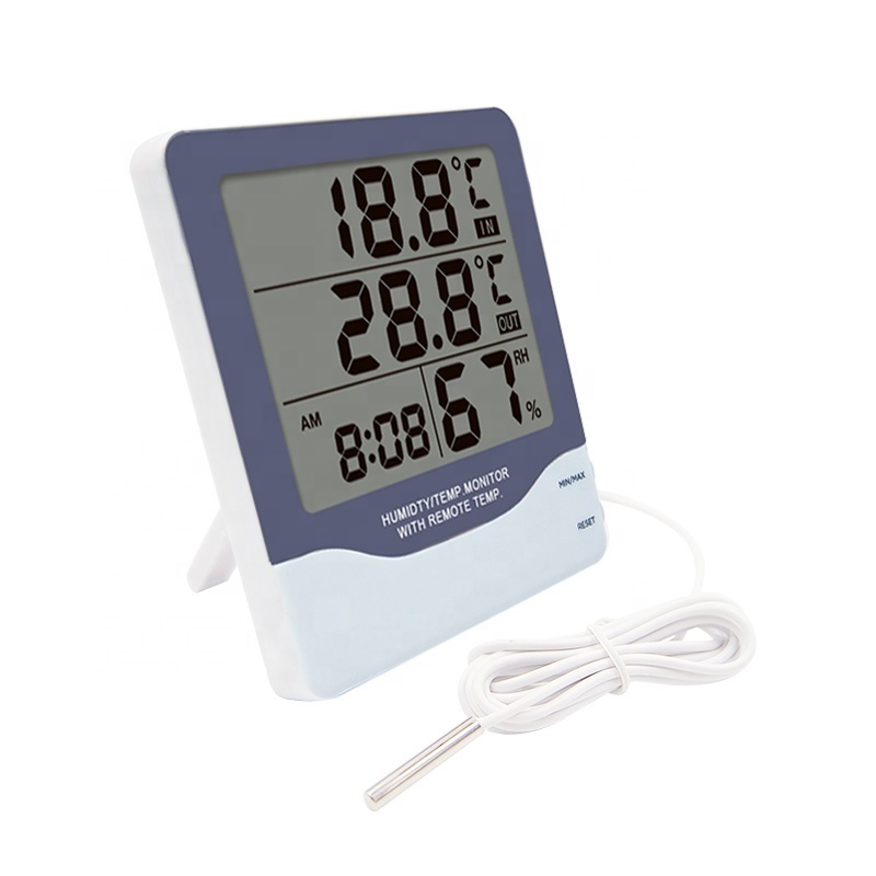 CH-928 Electronic Digital Thermohygrometer Indoor Outdoor Thermometer With Time And Clock Household Thermometers