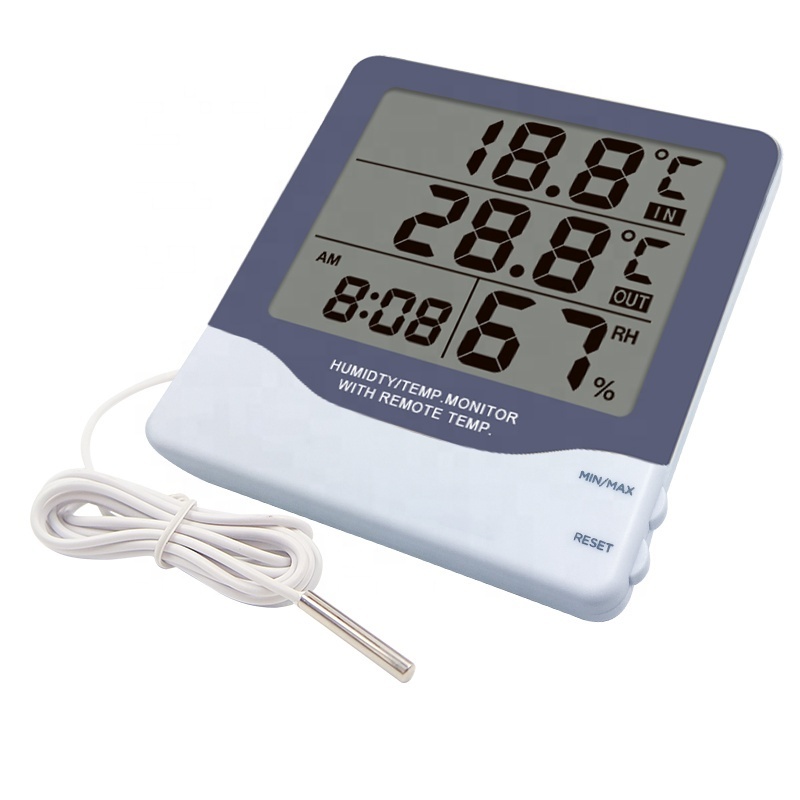 CH-928 Electronic Digital Thermohygrometer Indoor Outdoor Thermometer With Time And Clock Household Thermometers