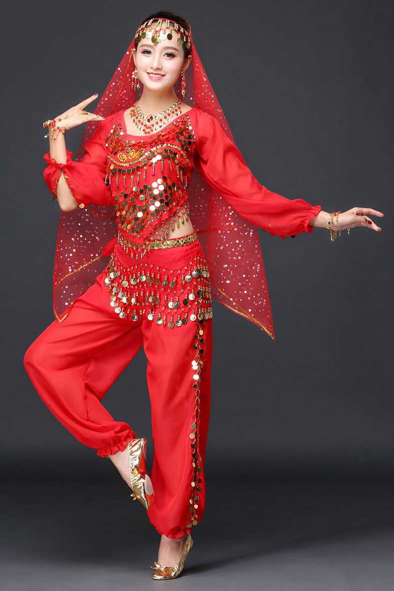 Women's Sexy split knickerbockers long sleeve Bollywood india dance performance harem pants costumes