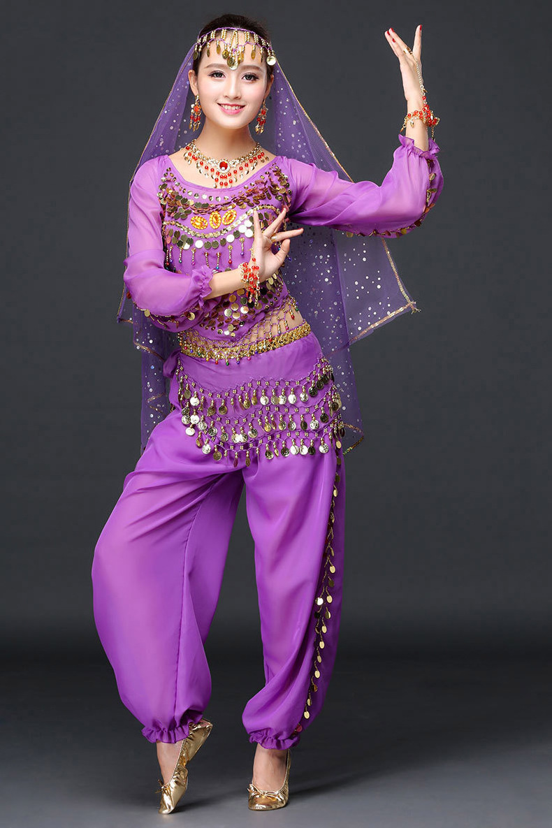 Women's Sexy split knickerbockers long sleeve Bollywood india dance performance harem pants costumes