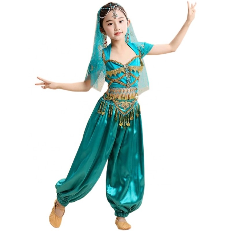 Newest Children's performance attire Princess Jasmine Indian Belly dance Bollywood  costumes