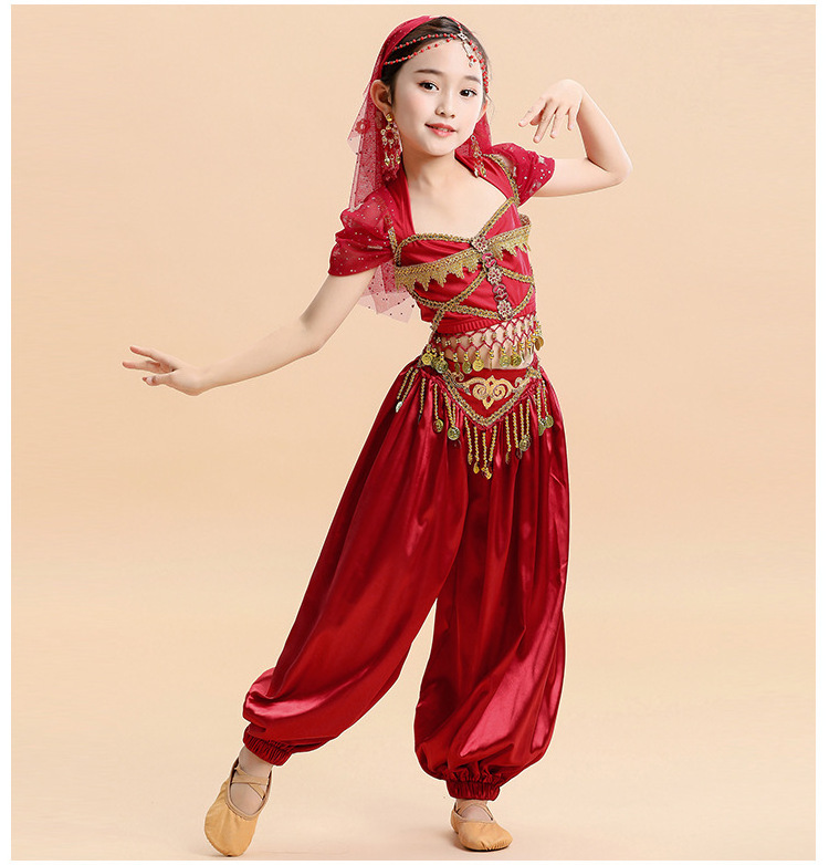 Girls Belly Dance Costume Indian Arabian Princess Bollywood Performance wide leg pants outfit