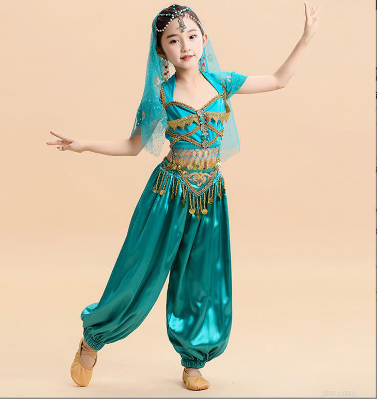 Girls Belly Dance Costume Indian Arabian Princess Bollywood Performance wide leg pants outfit