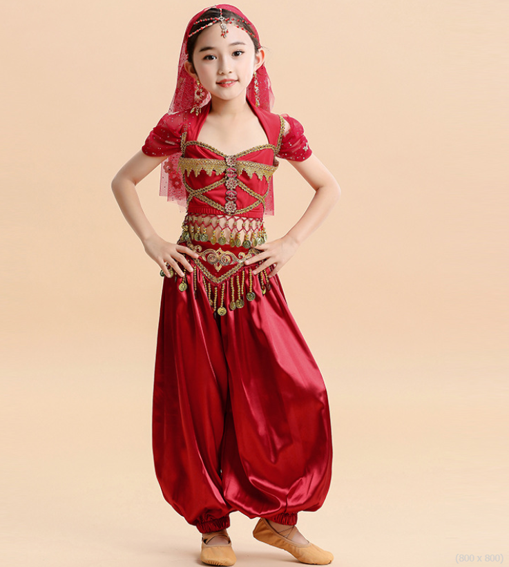 Newest Children's performance attire Princess Jasmine Indian Belly dance Bollywood  costumes