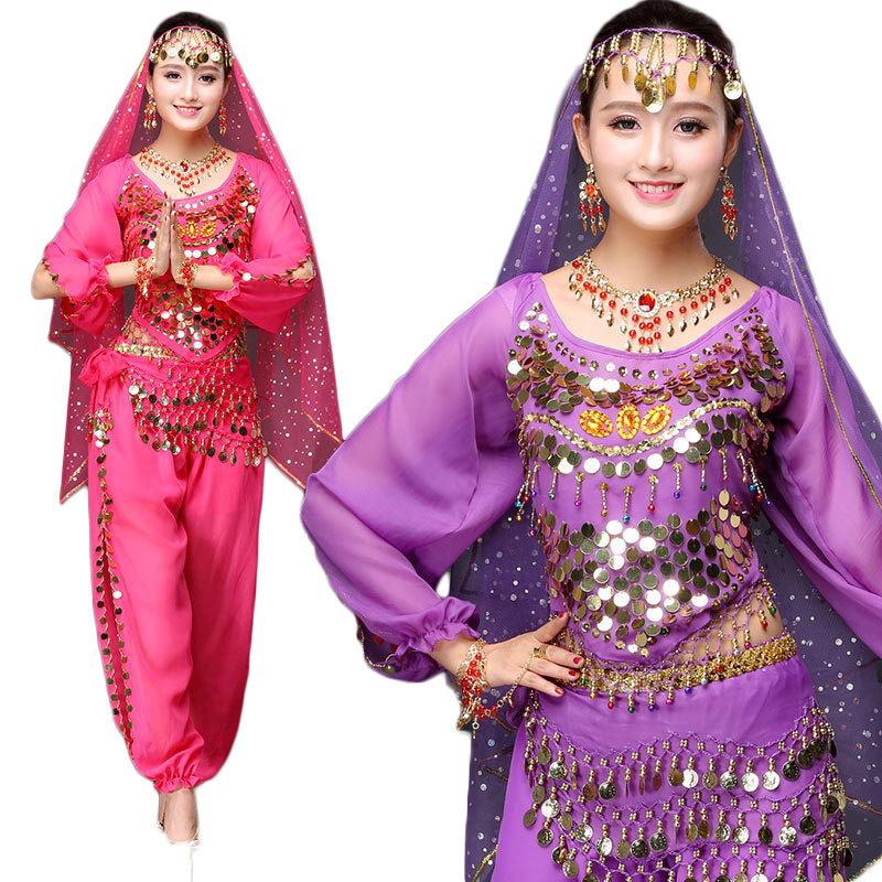 Women's Sexy split knickerbockers long sleeve Bollywood india dance performance harem pants costumes