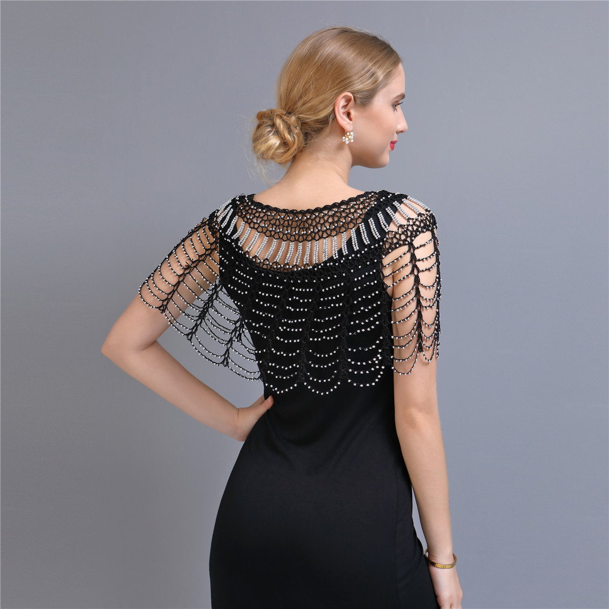 Newest Elegant Shiny Sequined Beaded Shoulder Shawl Scarf Sexy Accessory for Casual & Party Evening Dresses