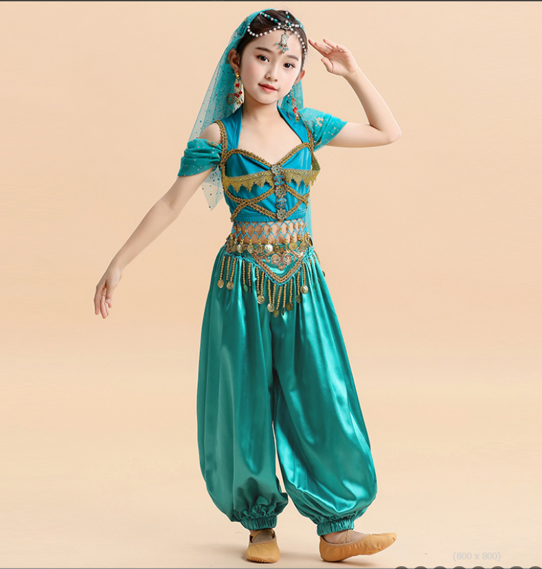 Newest Children's performance attire Princess Jasmine Indian Belly dance Bollywood  costumes