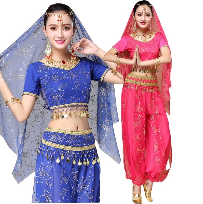 Indian belly dance performing outfits Bollywood Long Harem Pants costume Set for adult women