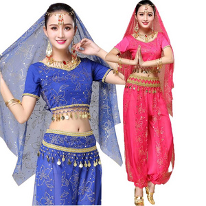 Indian belly dance performing outfits Bollywood Long Harem Pants costume Set for adult women