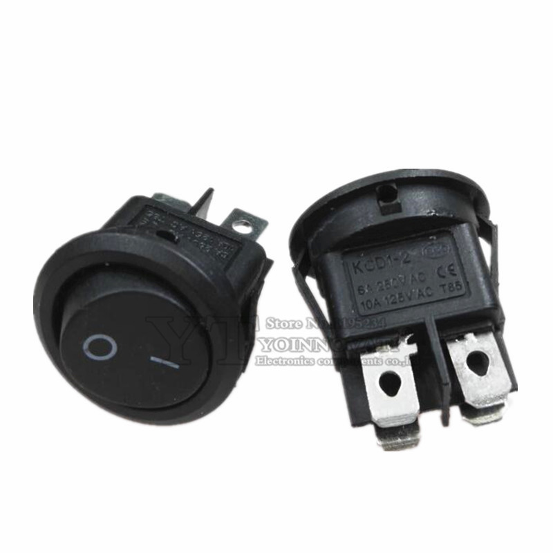 KCD1 224N Round Rocker Switch With Light 4Pins 6A 250V/10A 125VAC Boat Switch Snap-in SPST ON OFF Rocker 2 Position Switch