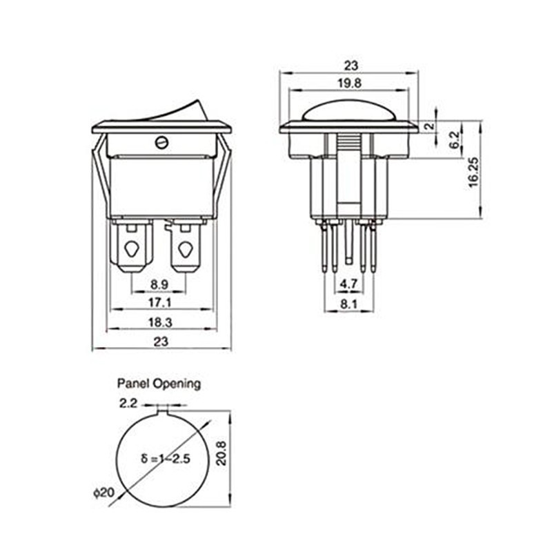 KCD1 224N Round Rocker Switch With Light 4Pins 6A 250V/10A 125VAC Boat Switch Snap-in SPST ON OFF Rocker 2 Position Switch