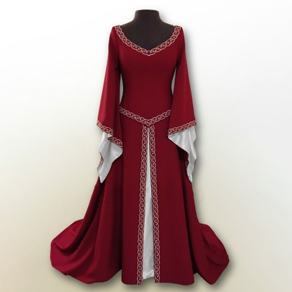 Cosplay Costume Sexy Women Medieval Dress Robe Vintage Princess Adults Party Evening Gown Retro Square Collar Maxi Dress Robe