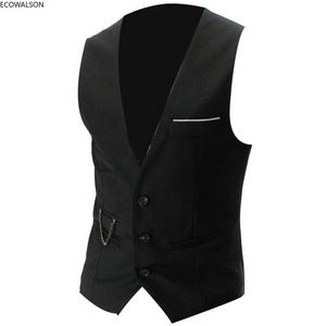 Vests Fashion Men Solid Color V Neck Sleeveless Button Pocket Blazer Suit Waistcoat Custom High Quality Formal Men's clothing