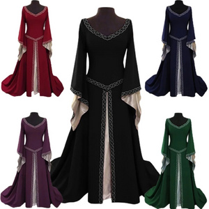 Cosplay Costume Sexy Women Medieval Dress Robe Vintage Princess Adults Party Evening Gown Retro Square Collar Maxi Dress Robe