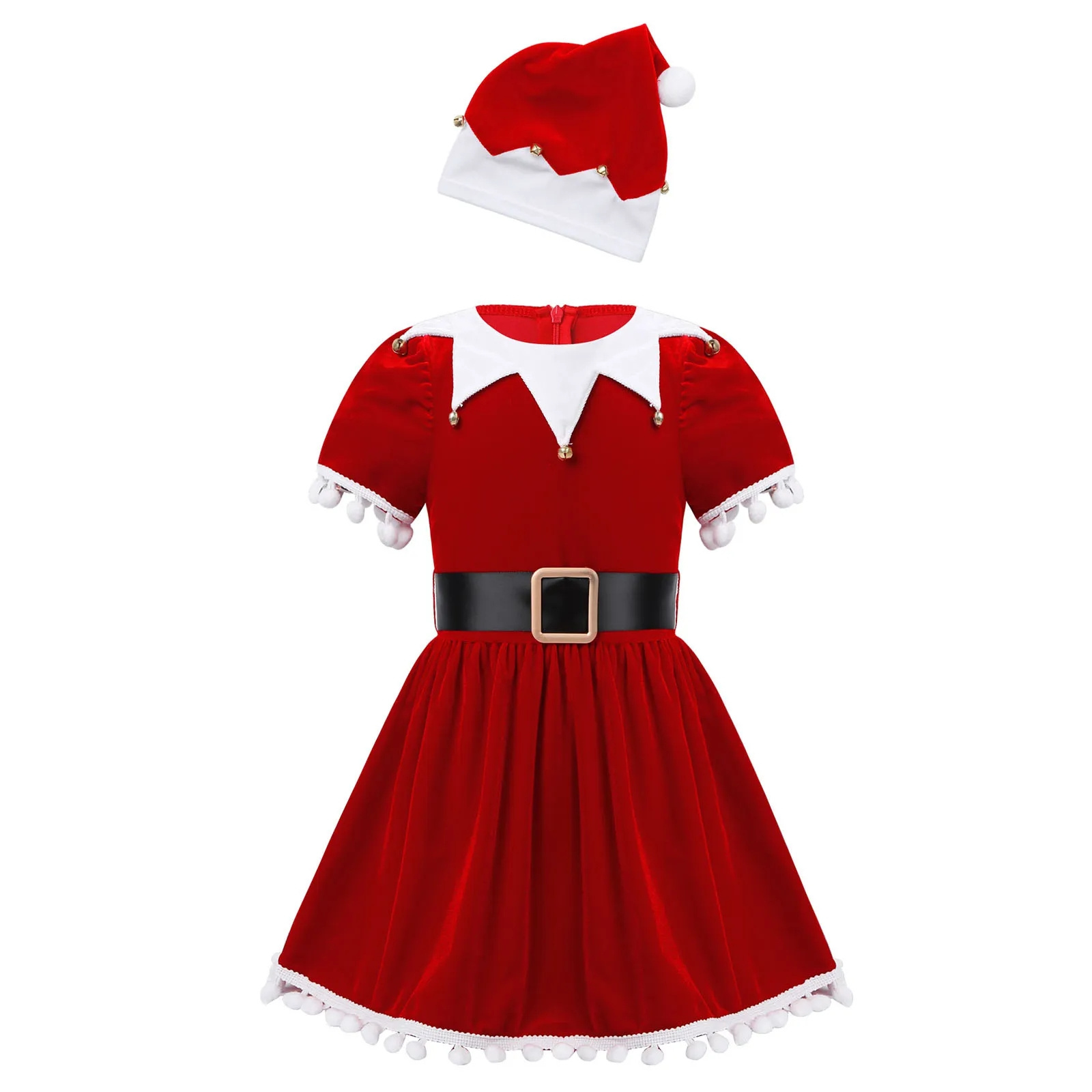 Kids Clothes Girl Christmas Elf Costume Child New Year Festival Santa Claus Costume Sequined Toddler Fancy Dress Up Party