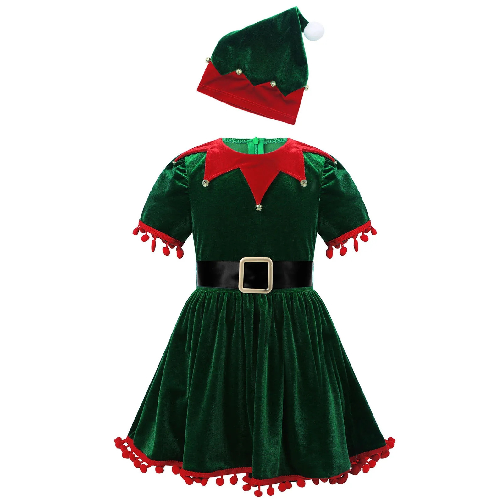 Kids Clothes Girl Christmas Elf Costume Child New Year Festival Santa Claus Costume Sequined Toddler Fancy Dress Up Party