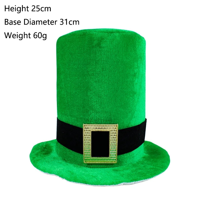 Shamrock Velvet Hat with Green Mustache St. Patricks Day Party Hat Accessories Leprechaun Hat and Beard for Adults