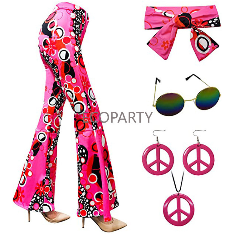 Factory directly make Ladies Tie Dye 60s 70s Hippy Costume womens 1960s 1970s Go Go Hippie Fancy Dress ecoparty