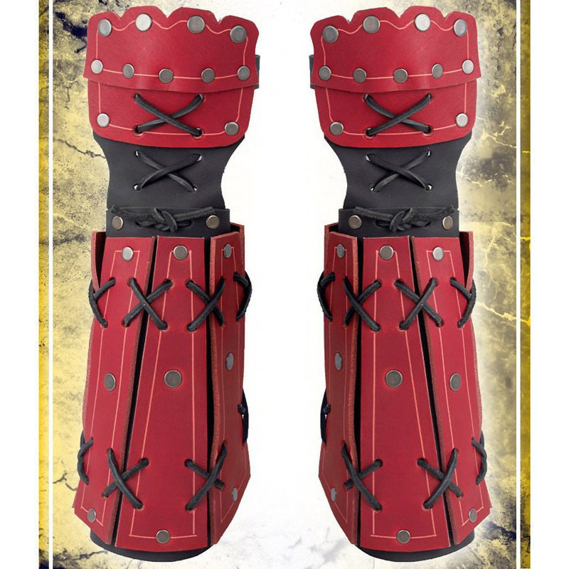 Medieval Samurai Leather Armor Bracer Long Gloves Men Cosplay Knight Gauntlet Lace Up Wristband Steampunk Accessories Vambraces