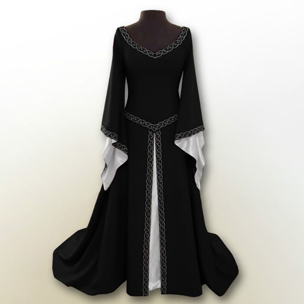 Cosplay Costume Sexy Women Medieval Dress Robe Vintage Princess Adults Party Evening Gown Retro Square Collar Maxi Dress Robe