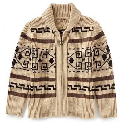 Autumn Winter Men's Sweater Cardigans Pattern Knitted High Street Oversize Cardigan Vintage Casual Christmas Knitwear