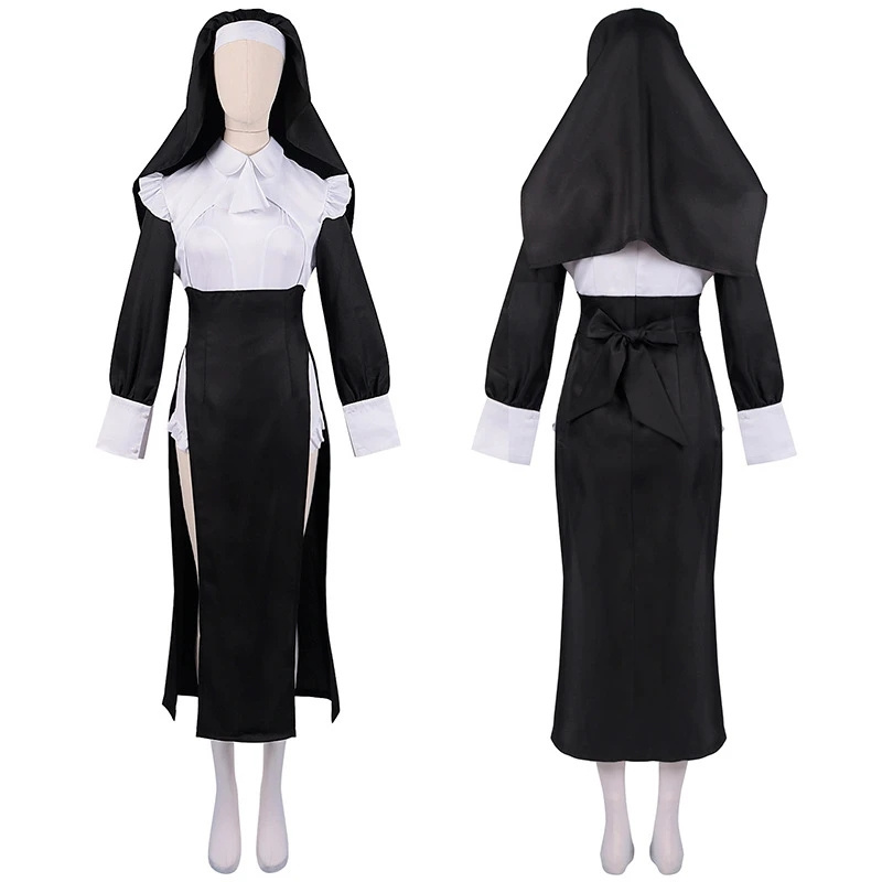 Anime Sexy Nun Costume Cosplay Chowbie Sweet Black White Dress Sister Uniform Hot Black Sexy Dress Halloween Costumes for Women