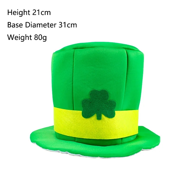 Shamrock Velvet Hat with Green Mustache St. Patricks Day Party Hat Accessories Leprechaun Hat and Beard for Adults