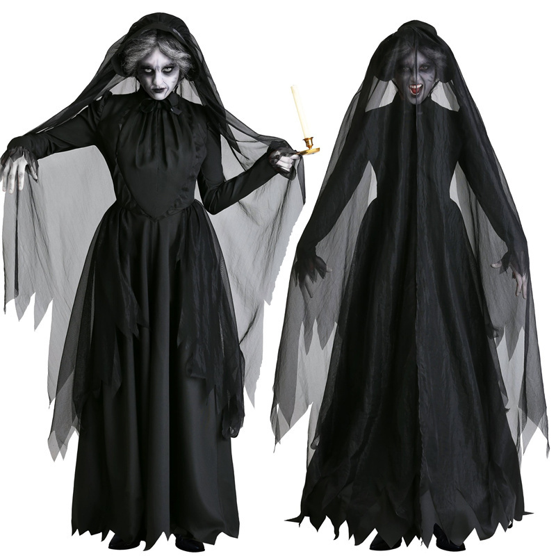 Halloween Cospaly Masquerade Long Dress Adult Halloween Fear Ghost Dark Horror Vampire Witch Dead Corpse Zombie Bride Costumes