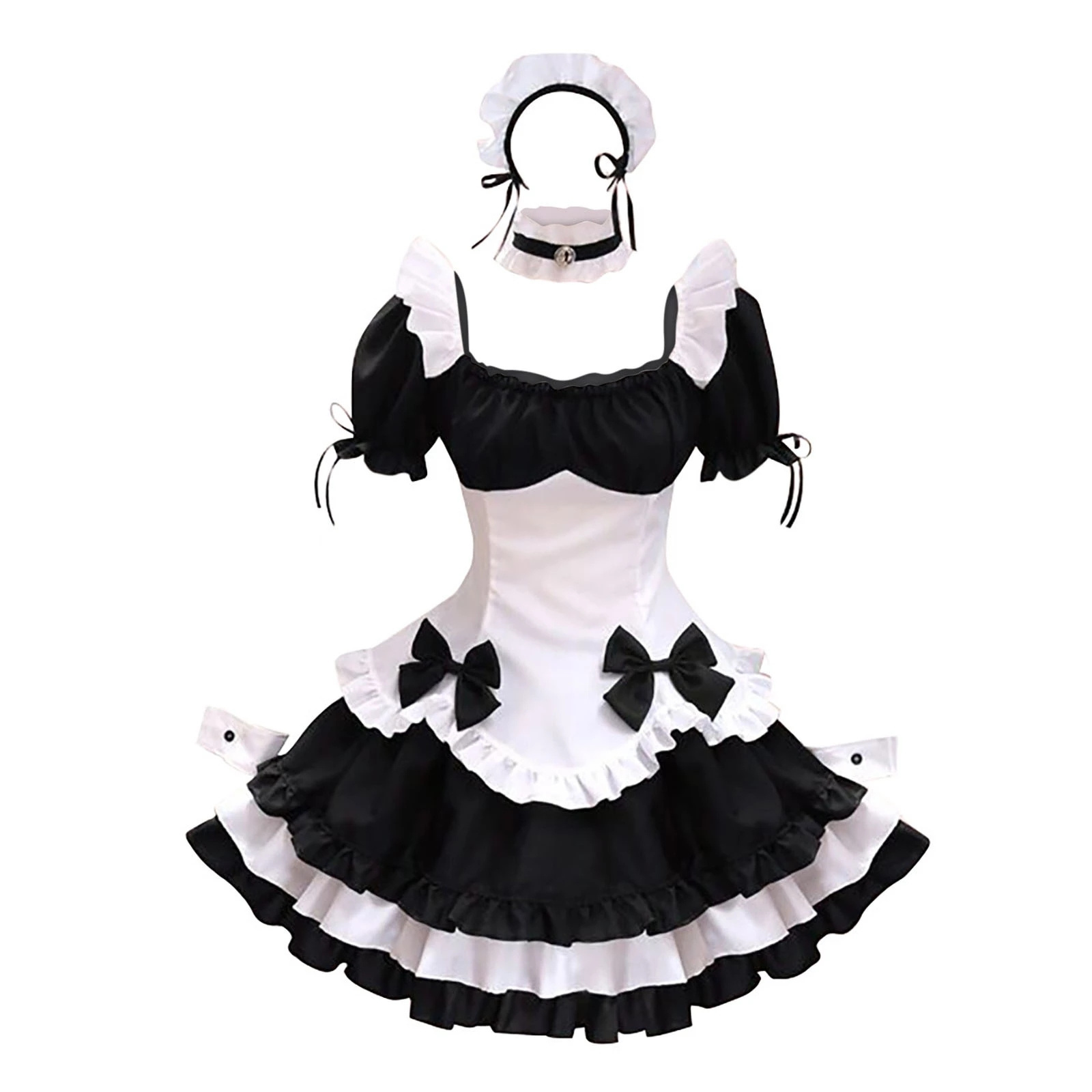 Anime Black  Cafe Maid Dresses Maid Costumes French Bowknot Maid Skirt Girls Woman Amine Cosplay Costume Waitress Party Costumes