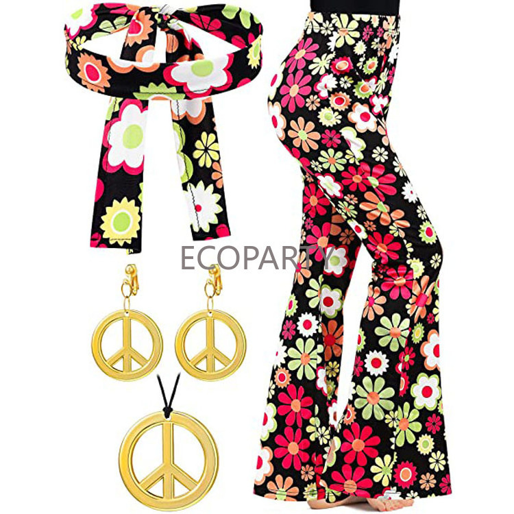 Factory directly make Ladies Tie Dye 60s 70s Hippy Costume womens 1960s 1970s Go Go Hippie Fancy Dress ecoparty