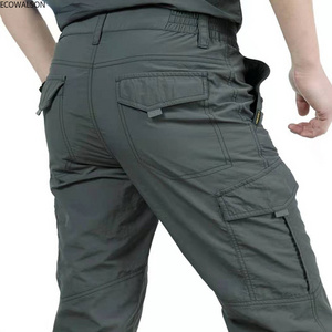 Mens Lightweight Multi Pocket Cargo Pants Summer Hiking Fishing outdoor pants Casual Breathable Waterproof Quick Dry Male Pants