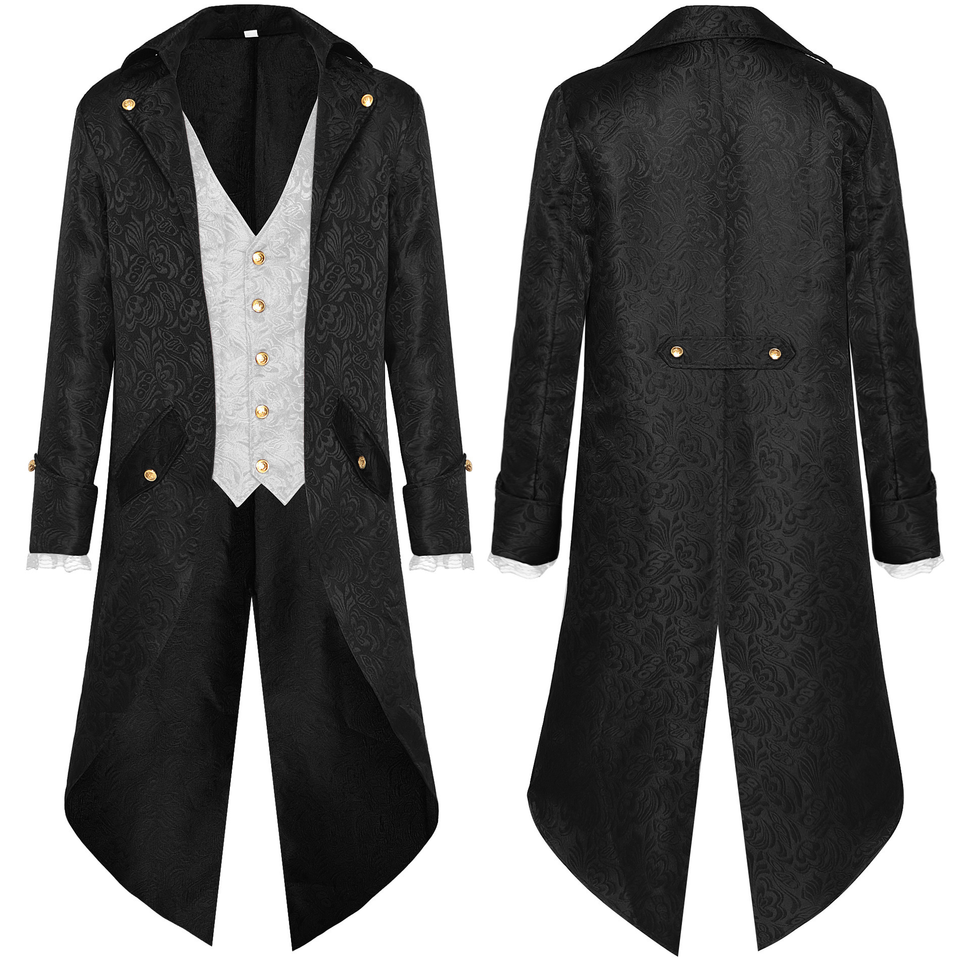 Medieval Steampunk Gothic Victorian Jacket Winter Stand Collar Tailcoat Plus Size Halloween Renaissance Costume