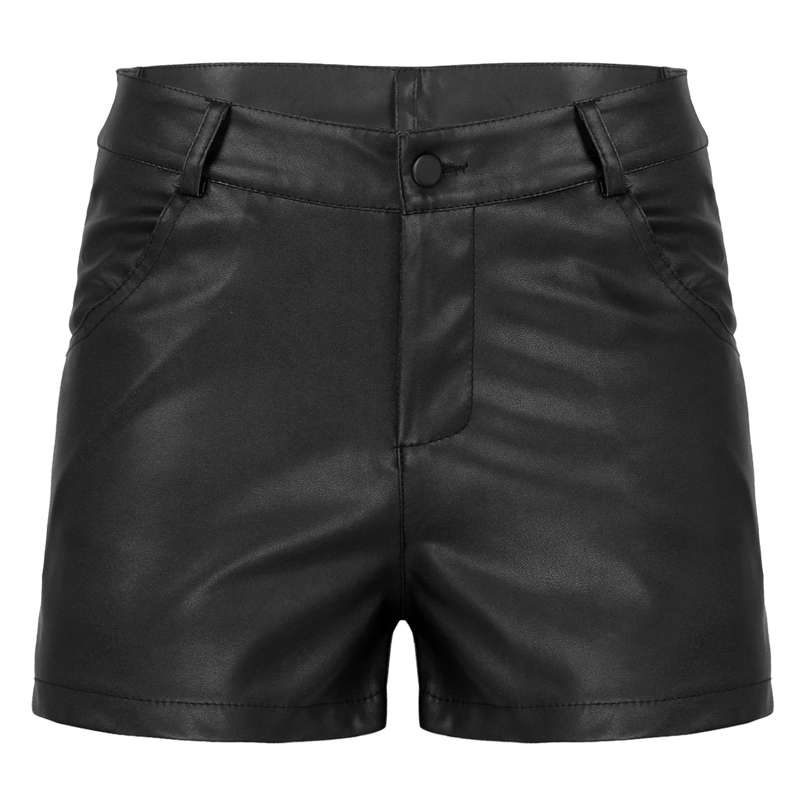 Summer Leather Shorts Men Elastic Outerwear Casual Sexy Shorts Pants Male Fashion PU Faux Leather Pole Dance Shorts For Clubwear